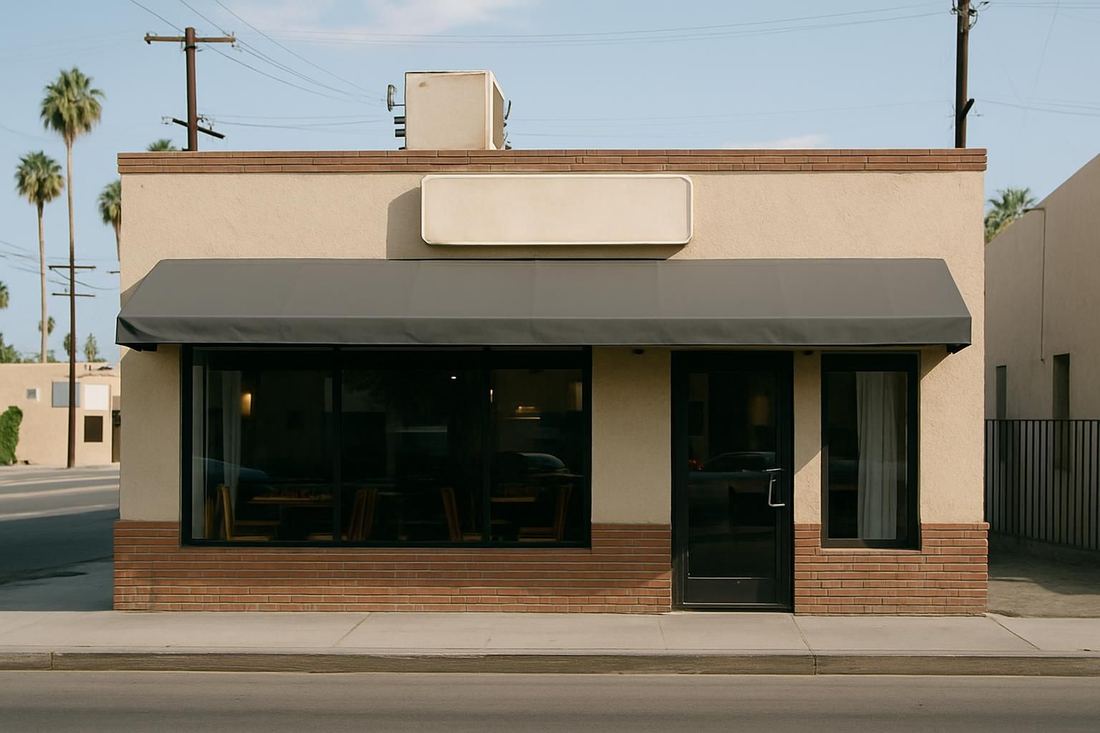 A North Hollywood commercial building exterior along a business corridor